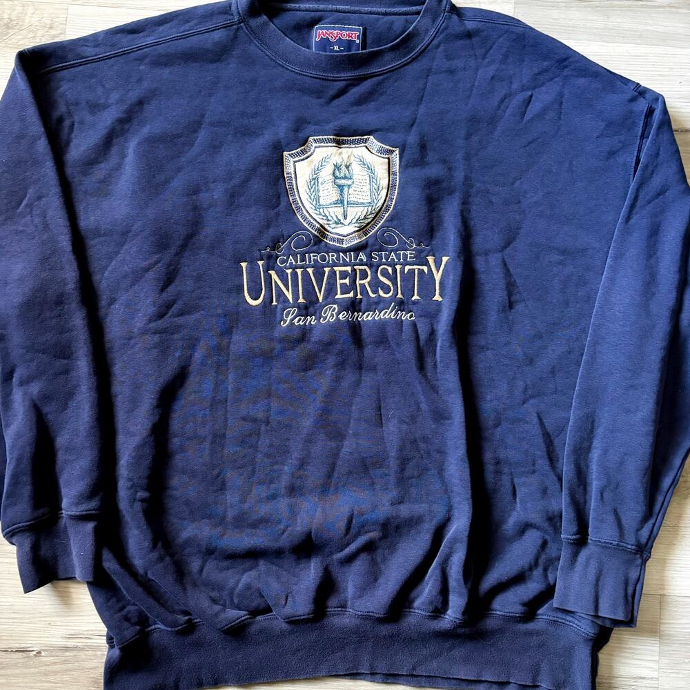 VNTG 90s JANSPORT California State University San Bernardino Navy Sweater Sz XL